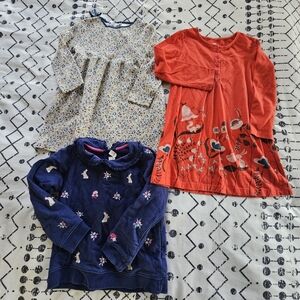 Zara Floral, Tea Woodland Dress & JoJo Maman BeBe Forest Sweatshirt Lot, 4-5